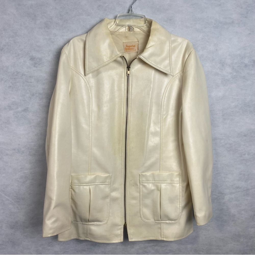 Vintage Finger Hut Jacket Faux Leather Womens Sz 20 Coat Flaws